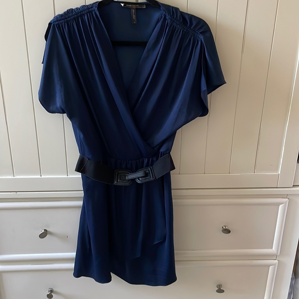 BCBG NAVY DRESS WITH BELT